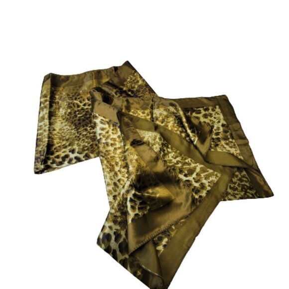 NEW Animal Print Olive Green and Black Long Rectangular Scarf - Picture 6 of 11